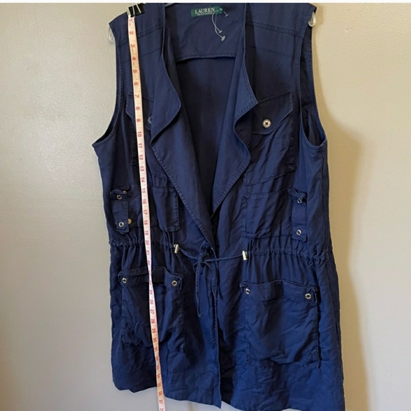 Lauren Ralph Lauren, navy oversized twill pocket cargo vest, XL, NWOT - Picture 2 of 11